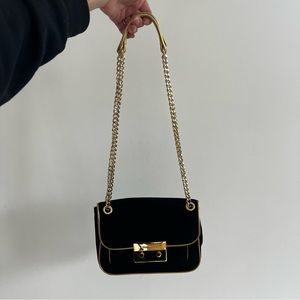 Michael Kors Sloan Velvet Quilted Shoulder Bag Black